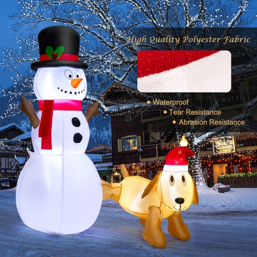 Gymax 6FT Inflatable Christmas Snowman With Dog Holiday Decor w/ Bright LED Lights
