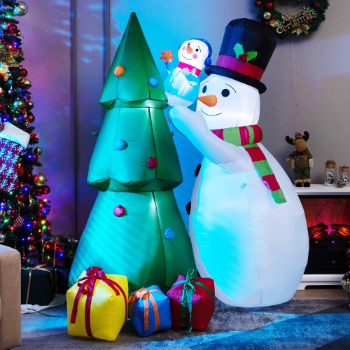 Gymax 6FT Inflatable Christmas Tree with Snowmen & Gift Boxes Decoration w/ Bright LED Lights