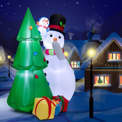 Gymax 6FT Inflatable Christmas Tree with Snowmen & Gift Boxes Decoration w/ Bright LED Lights