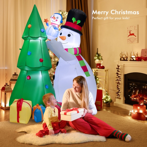 Gymax 6FT Inflatable Christmas Tree with Snowmen & Gift Boxes Decoration w/ Bright LED Lights