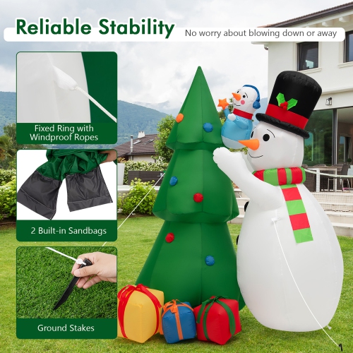 Gymax 6FT Inflatable Christmas Tree with Snowmen & Gift Boxes Decoration w/ Bright LED Lights