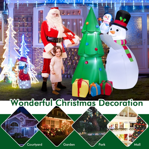 Gymax 6FT Inflatable Christmas Tree with Snowmen & Gift Boxes Decoration w/ Bright LED Lights