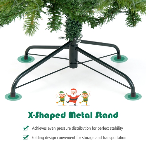 Gymax 7.5FT Hinged Pre-lit Christmas Slim Pencil Tree w/ 10 Lighting Modes & 796 Tips