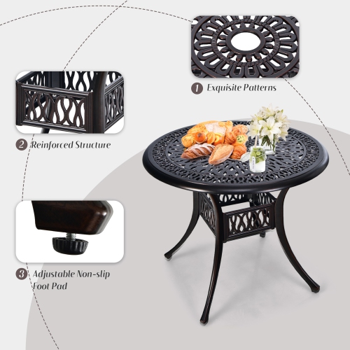 Gymax 5PCS Cast Aluminum Patio Bistro Set Outdoor Dining Table & Chair Furniture Set