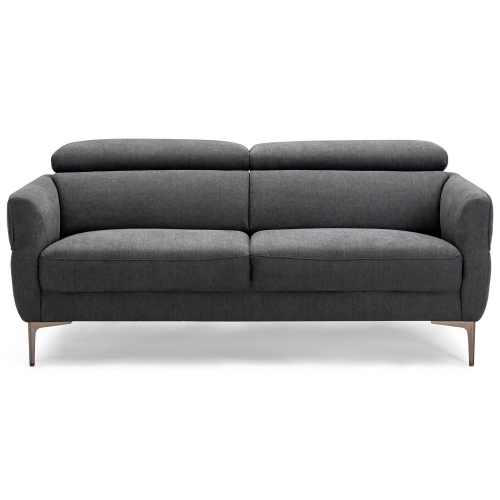 Gymax Modern Loveseat 72.5'' Fabric Sofa Couch w/ Adjustable Headrest & Metal Legs