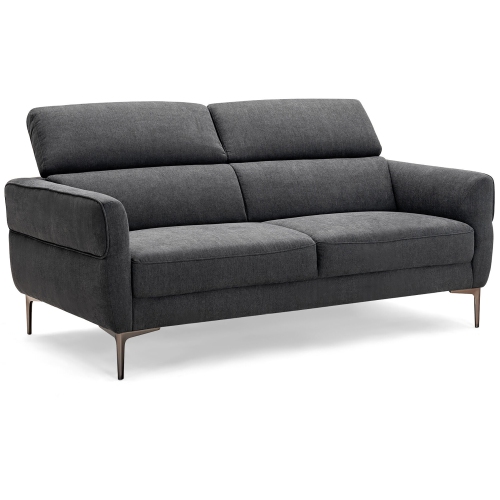 Gymax Modern Loveseat 72.5'' Fabric Sofa Couch w/ Adjustable Headrest & Metal Legs