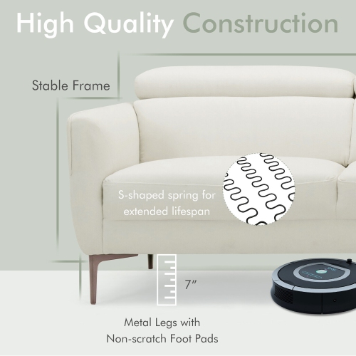 Gymax Modern Loveseat 72.5'' Fabric Sofa Couch w/ Adjustable Headrest & Metal Legs