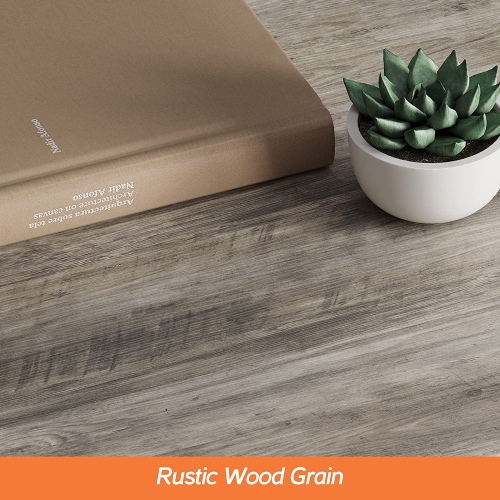 WAMPAT Farmhouse Dining Room Table for 6 Person, 67.7 Inch Rectangular Wood Modern Kitchen Table with Metal Decor and Footrest, Rustic Grey