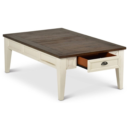 Steve Silver Cayla Storage Coffee Table in Dark Oak and White