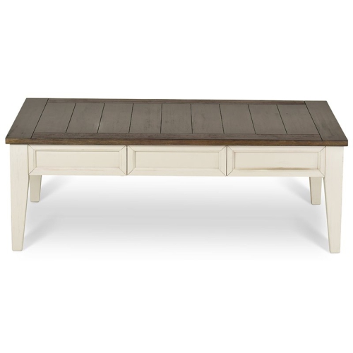 Steve Silver Cayla Storage Coffee Table in Dark Oak and White
