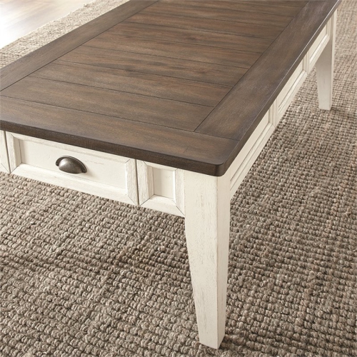 Steve Silver Cayla Storage Coffee Table in Dark Oak and White