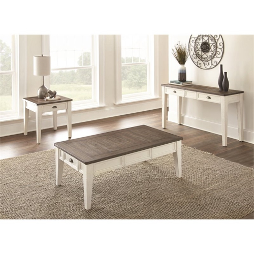 Steve Silver Cayla Storage Coffee Table in Dark Oak and White