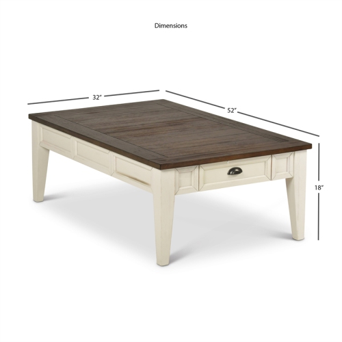 Steve Silver Cayla Storage Coffee Table in Dark Oak and White