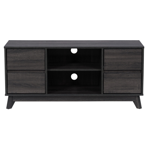 CORLIVING  Thw-540-B Hollywood Dark Wood Grain Tv Stand With Drawers for Tvs Up to 55" In Grey