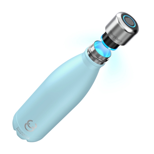 CrazyCap 2.0 UV Water Purifier & Self-Cleaning Stainless Steel Insulated Water Bottle - Cyan 500ml