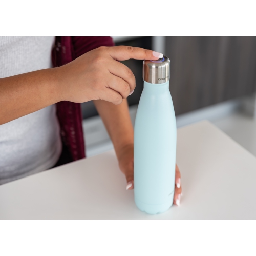 CrazyCap 2.0 UV Water Purifier & Self-Cleaning Stainless Steel Insulated Water Bottle - Cyan 500ml