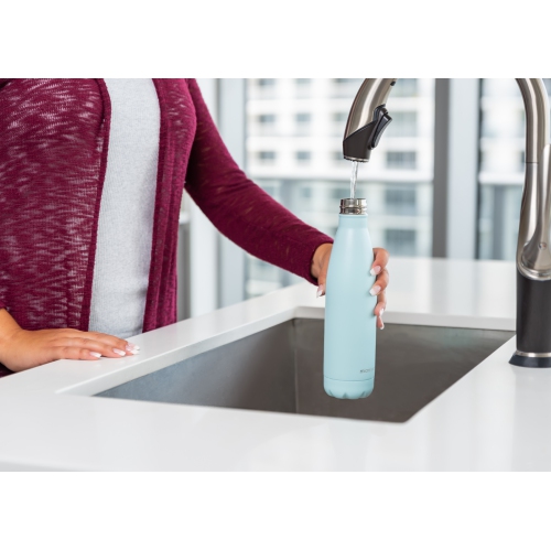 CrazyCap 2.0 UV Water Purifier & Self-Cleaning Stainless Steel Insulated Water Bottle - Cyan 500ml