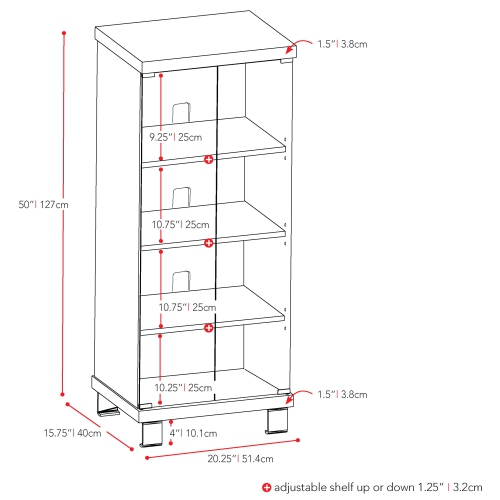 Meuble de rangement multimédia en bois Holland de CorLiving avec portes, tablettes de présentoir pour DVD et CD, noir