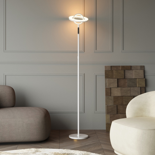 WAMPAT White Floor Lamp, 30W/3000LM LED Modern Torchiere Bright Lamps, Height Adjustable Tall Standing Light for Bedroom Living Room, Remote&Touch