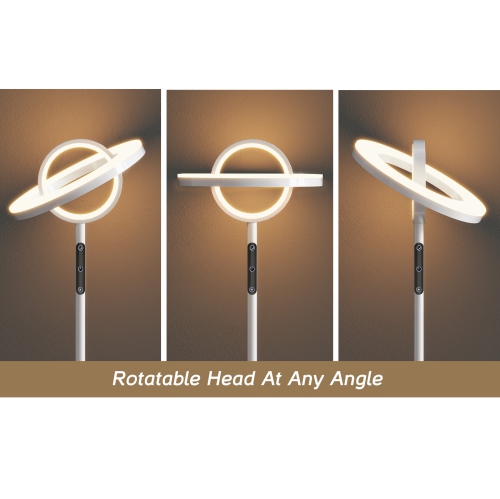 WAMPAT White Floor Lamp, 30W/3000LM LED Modern Torchiere Bright Lamps, Height Adjustable Tall Standing Light for Bedroom Living Room, Remote&Touch