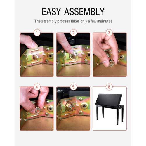 Donner Two-Seater Piano Bench with Storage Black