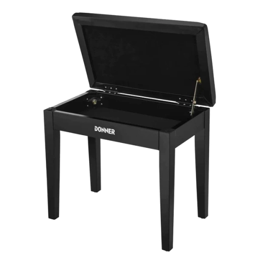 Donner Piano Bench Solid Wood with Storage Black