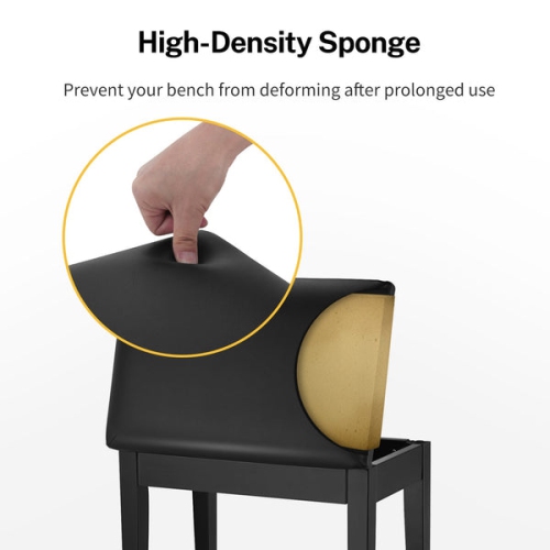 Donner Piano Bench Solid Wood with Storage Black