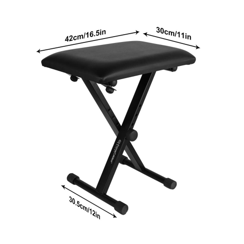 Keyboard Stand and Bench Set, Double X Keyboard Stand Music Electronic Piano Stands + X Style Adjustable Padded Piano Keyboard Bench Seat