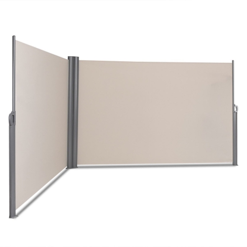 SLICKBLUE  237 X 71 Inch Patio Retractable Double Folding Side Awning Screen Divider
