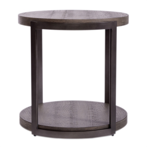 Modern View Medium Gray Round End Table