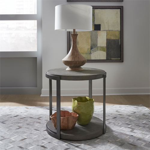 Modern View Medium Gray Round End Table