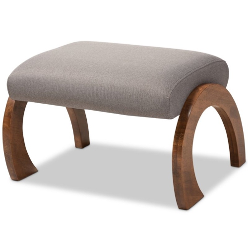 BAXTON STUDIO  Sandrine Fabric Ottoman In Grey And Walnut In Brown
