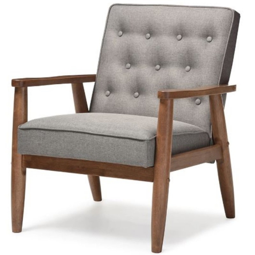 BAXTON STUDIO  Sorrento Tufted Reception Chair In Gray And In Brown