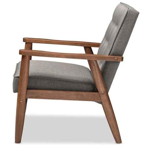 Baxton Studio Sorrento Tufted Reception Chair in Gray and Brown