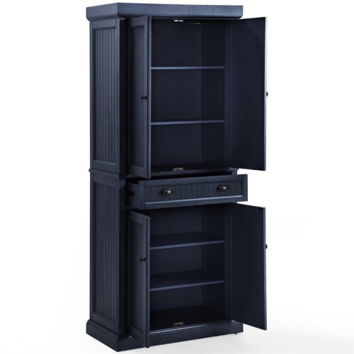 Crosley Seaside Wooden Coastal Pantry in Distressed Navy