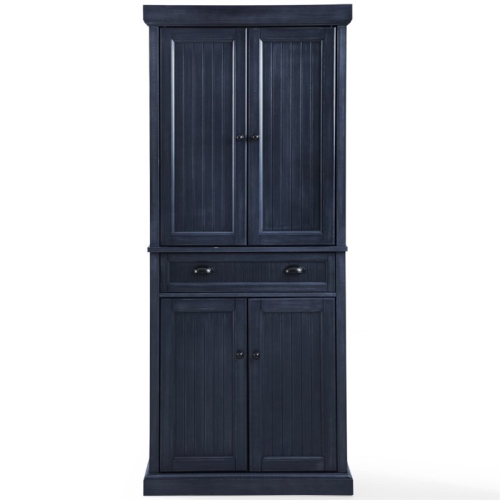 Crosley Seaside Wooden Coastal Pantry in Distressed Navy