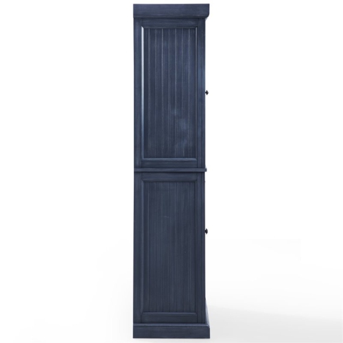 Crosley Seaside Wooden Coastal Pantry in Distressed Navy