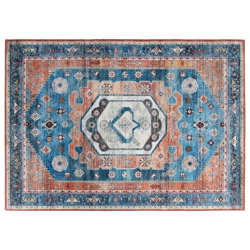 COSTWAY  Area Rug 5' X 7' Distressed Vintage Home Carpet Living Room Bedroom Non-Shedding