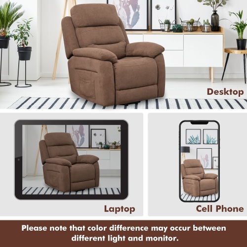 Costway Power Lift Recliner Chair Sofa for Elderly w/ Side Pocket & Remote Control Grey\Brown