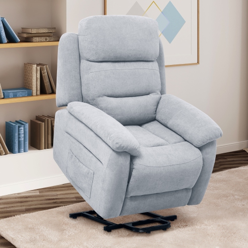 Costway Power Lift Recliner Chair Sofa for Elderly w/ Side Pocket & Remote Control Grey\Brown