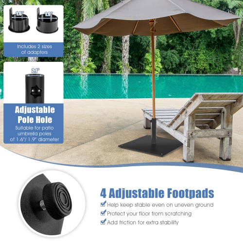 Costway 20" Square Patio Umbrella Base Weighted 35 LBS Outdoor Market Stand Footpads