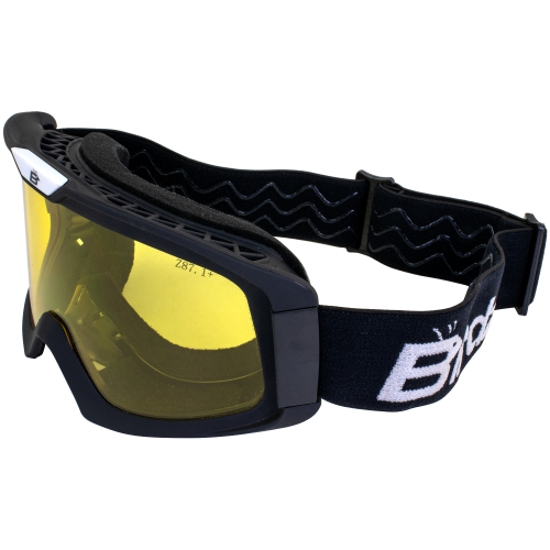 Lunettes de moto VTT rembourrées avec lentille jaune Birdz Pelican Black Fiver OTG