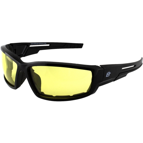 BIRDZ  Eyewear Swoop Anti-Fog Padded Motorcycle Sunglasses Black Frame Lens In Yellow