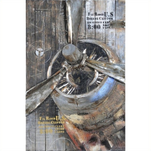 Maklaine Modern Boeing Propeller Wall Art in Rustic Finish