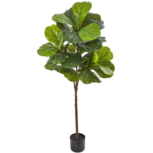 Nearly Natural 54" Fiddle Leaf Artificial Tree Real Touch in Green/Black