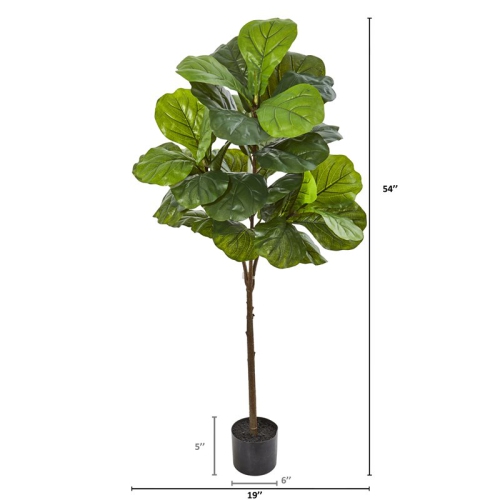 Nearly Natural 54" Fiddle Leaf Artificial Tree Real Touch in Green/Black