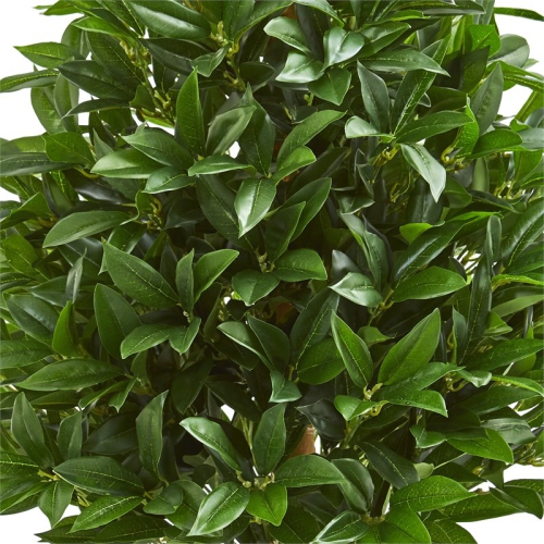 Indoor/Outdoor 36" Bay Leaf Artificial Topiary Tree UV Resistant in Green/Black