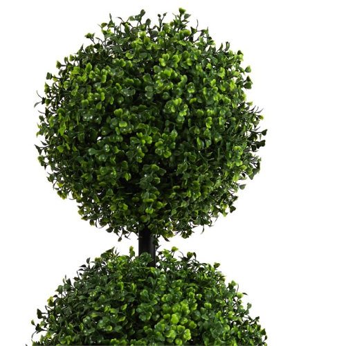 Indoor/Outdoor 36" Boxwood Triple Ball Topiary Artificial Tree in Green/Black