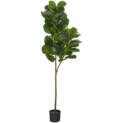 Nearly Natural 54" Fiddle Leaf Fig Artificial Tree in Green/Black