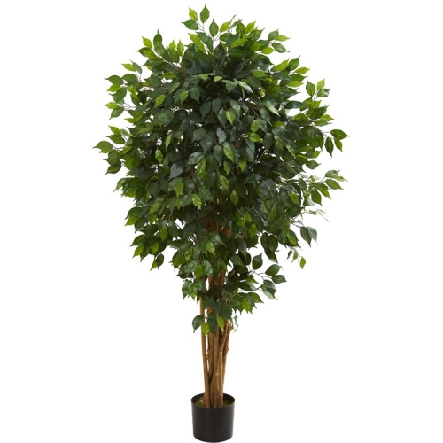 Nearly Natural 66" Ficus Artificial Tree with Several Trunks in Green/Black